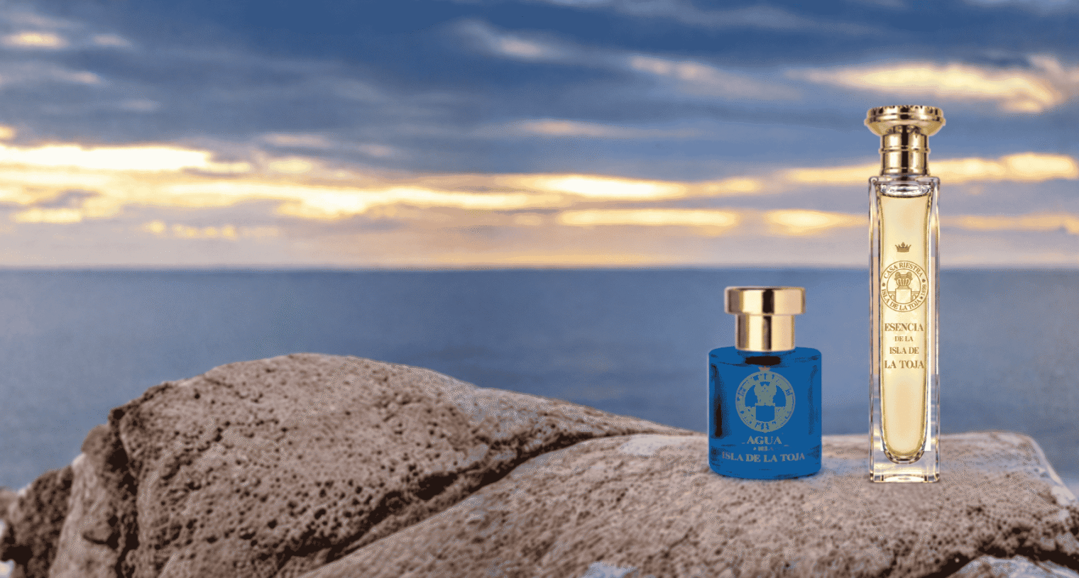 Esencia de la Isla de La Toja 30 ml y Agua de la Isla de La Toja sobre las rocas